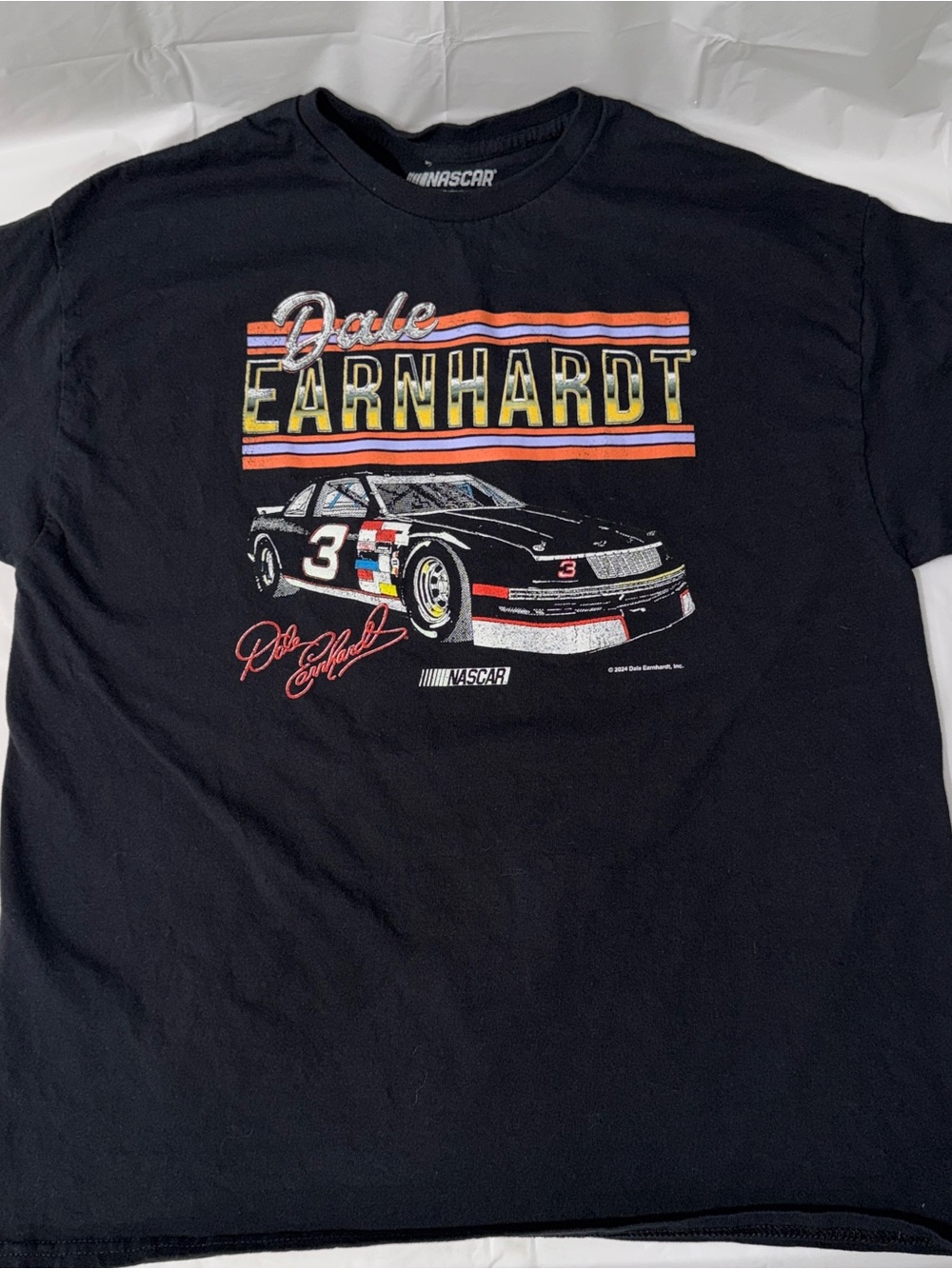 NASCAR Dale Earnhardt Black Short-Sleeve Graphic Tee with Red & Yellow Accents